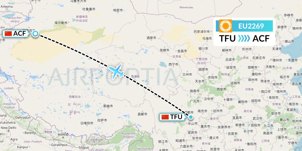 EU2269 Chengdu Airlines Flight Map: Chengdu to Aksu