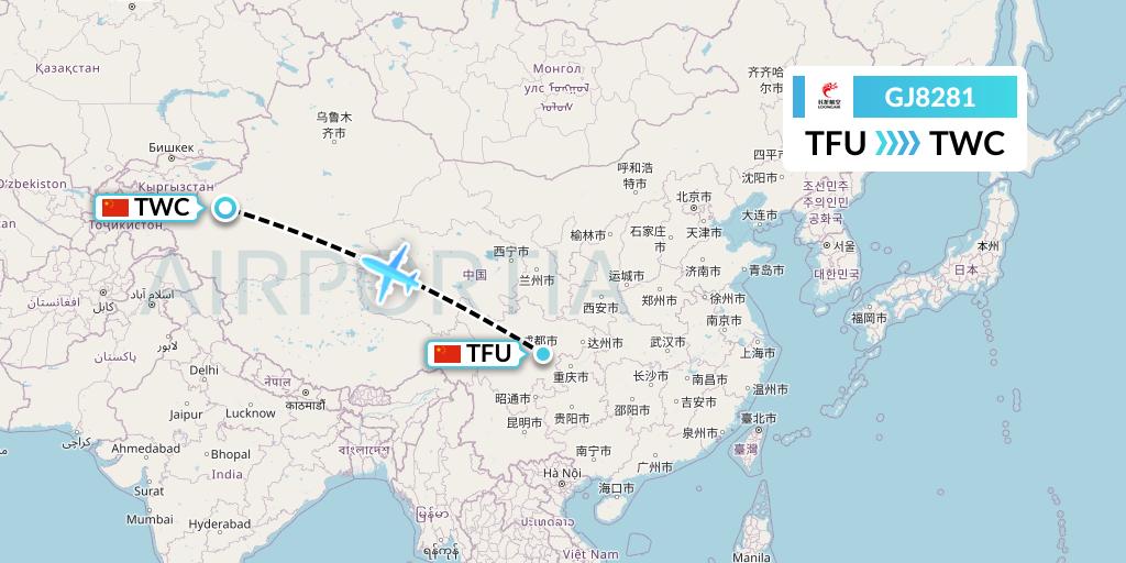 GJ8281 Loong Airlines Flight Map: Chengdu to Kashgar