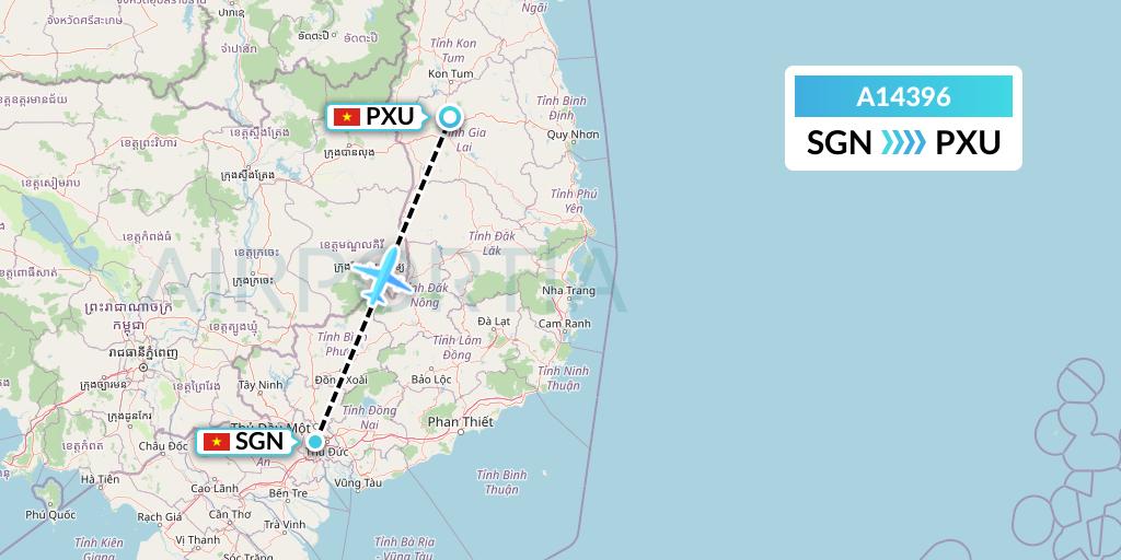 A14396 A.p.g. Distribution Systems Flight Map: Ho Chi Minh City to Pleiku