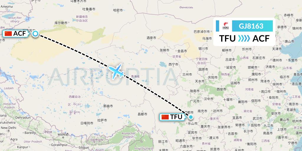 GJ8163 Loong Airlines Flight Map: Chengdu to Aksu