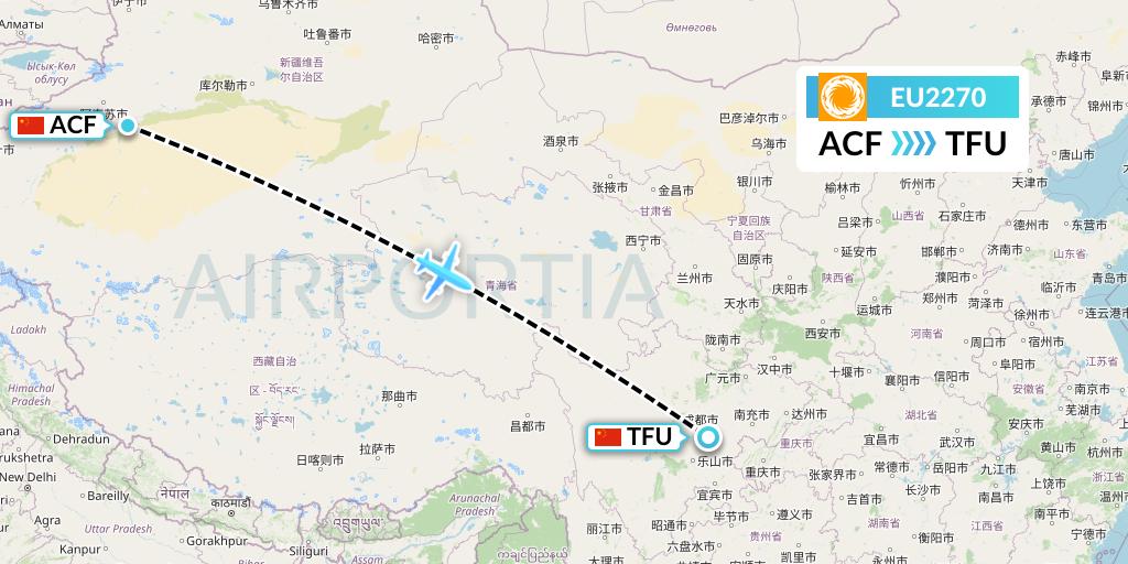 EU2270 Chengdu Airlines Flight Map: Aksu to Chengdu