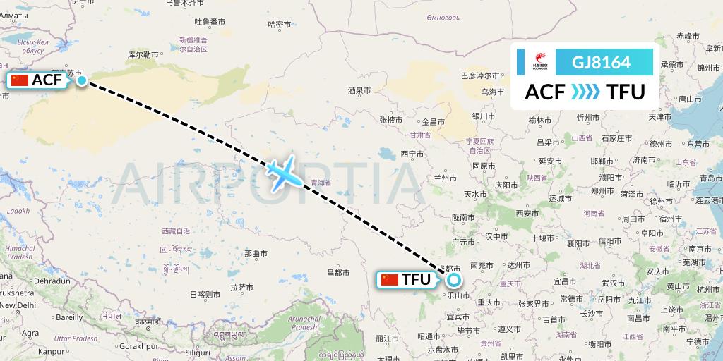 GJ8164 Loong Airlines Flight Map: Aksu to Chengdu