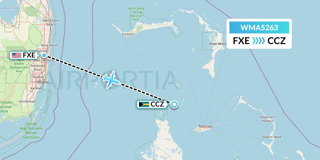 WMA5263 Watermakers Air Flight Map: Fort Lauderdale to Bahamas