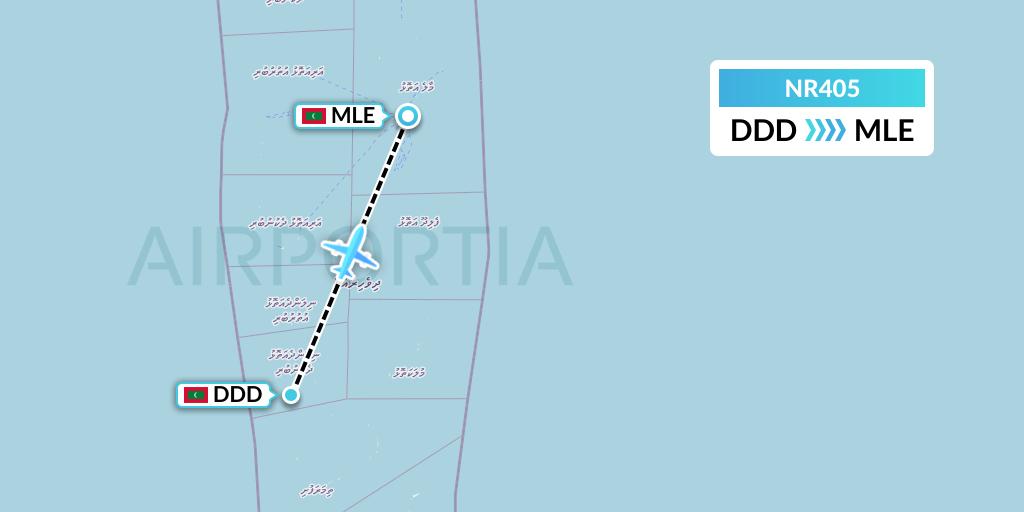 NR405 Manta Air Flight Map: Male to Male