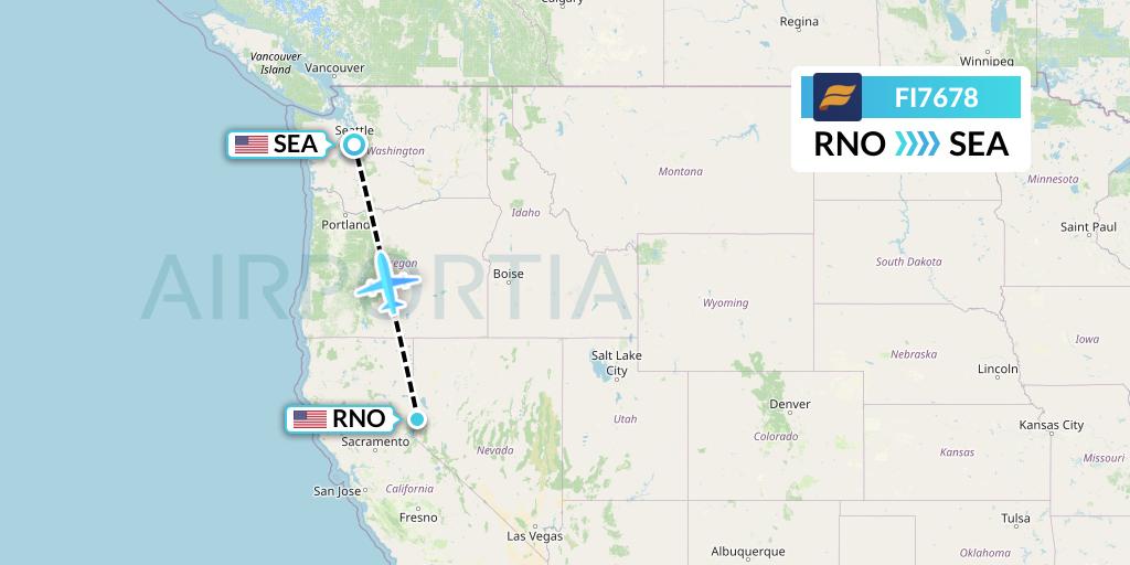 FI7678 Icelandair Flight Map: Reno to Seattle