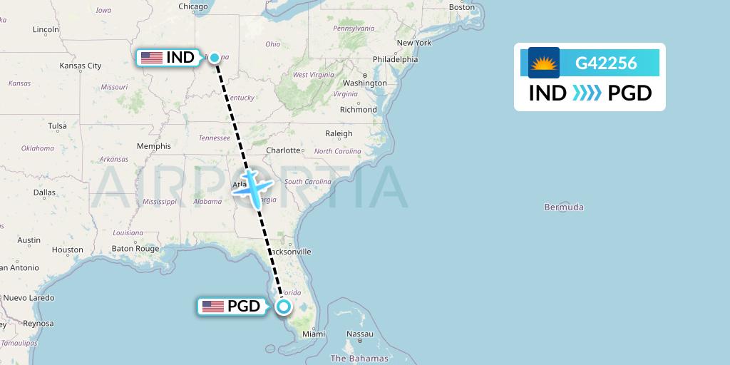 G42256 Allegiant Air Flight Map: Indianapolis to Punta Gorda