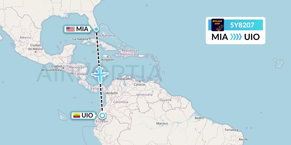 5Y8207 Atlas Air Flight Map: Miami to Quito