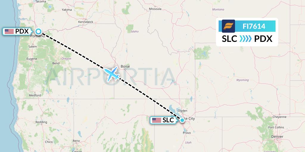 FI7614 Icelandair Flight Map: Salt Lake City to Portland