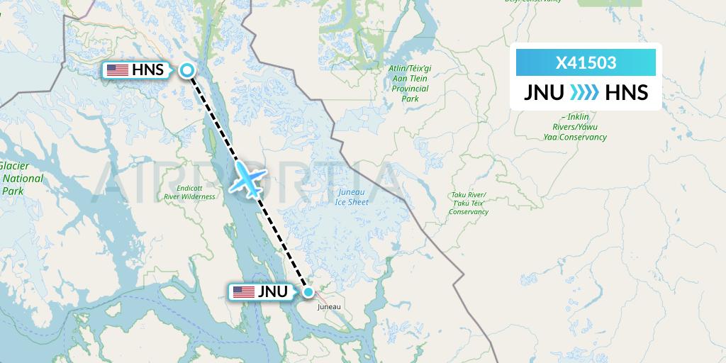 X41503 Air Excursions Flight Map: Juneau to Haines
