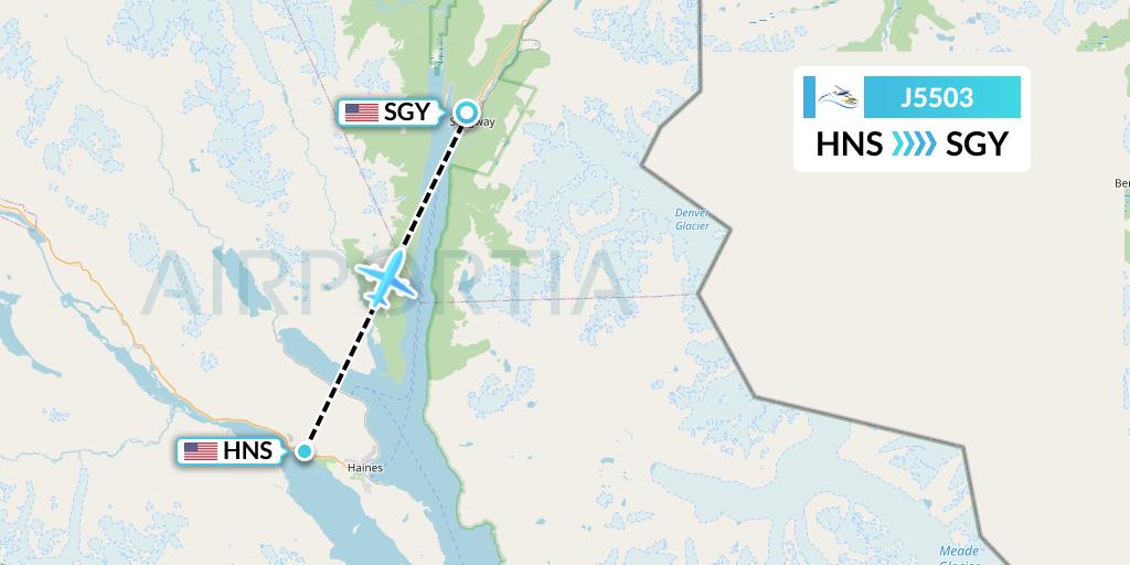 J5503 Alaska Seaplane Service Flight Map: Haines to Skagway