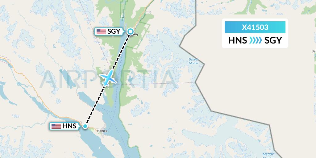 X41503 Air Excursions Flight Map: Haines to Skagway