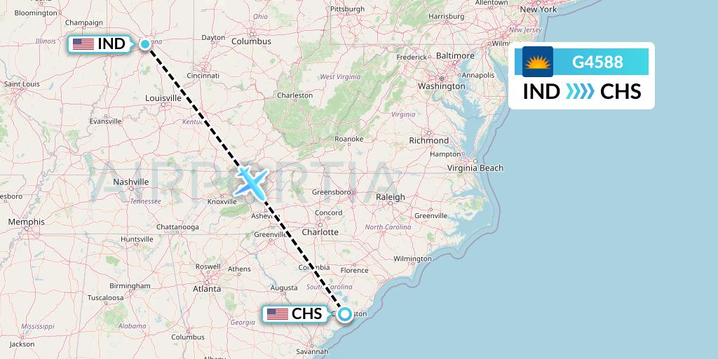 G4588 Allegiant Air Flight Map: Indianapolis to Charleston