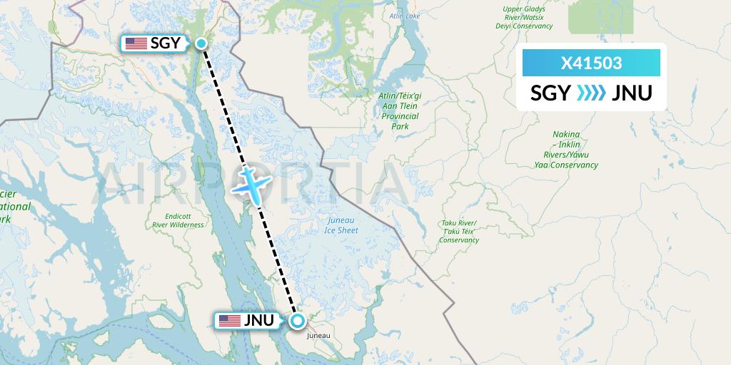 X41503 Air Excursions Flight Map: Skagway to Juneau