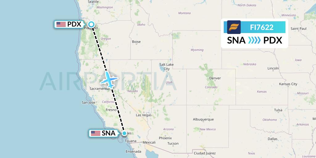 FI7622 Icelandair Flight Map: Orange County to Portland