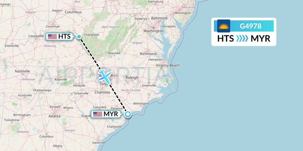 G4978 Allegiant Air Flight Map: Huntington to Myrtle Beach