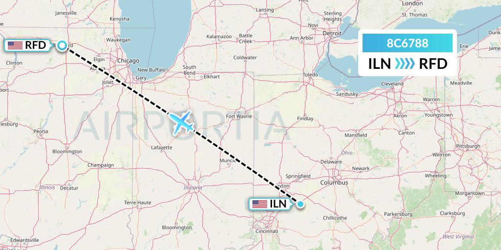 8C6788 Air Transport International Flight Map: Wilmington to Chicago