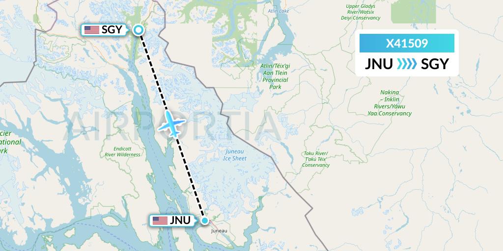 X41509 Air Excursions Flight Map: Juneau to Skagway