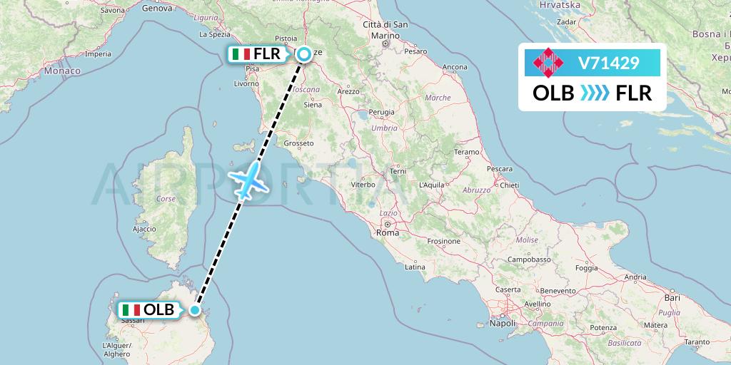 V71429 Volotea Flight Map: Olbia to Florence