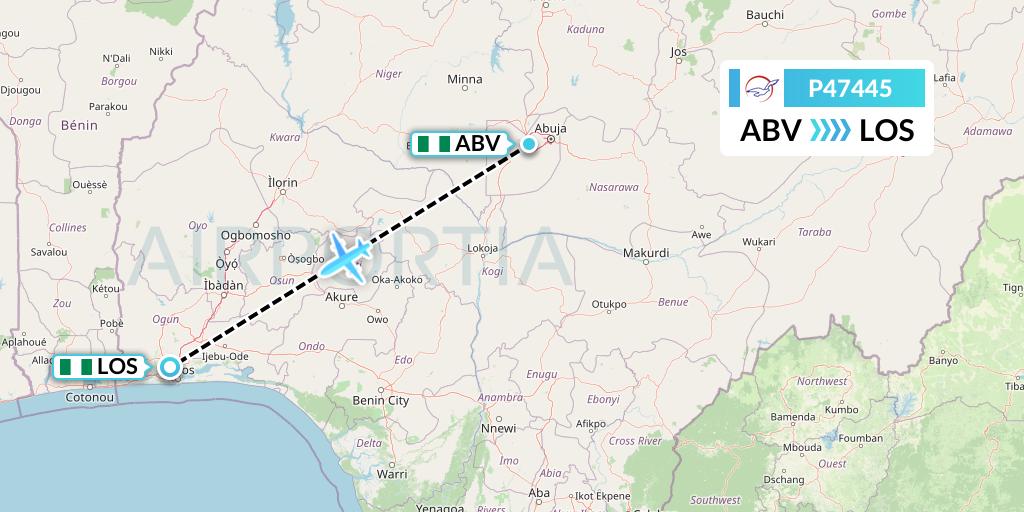 P47445 Air Peace Flight Map: Abuja to Lagos