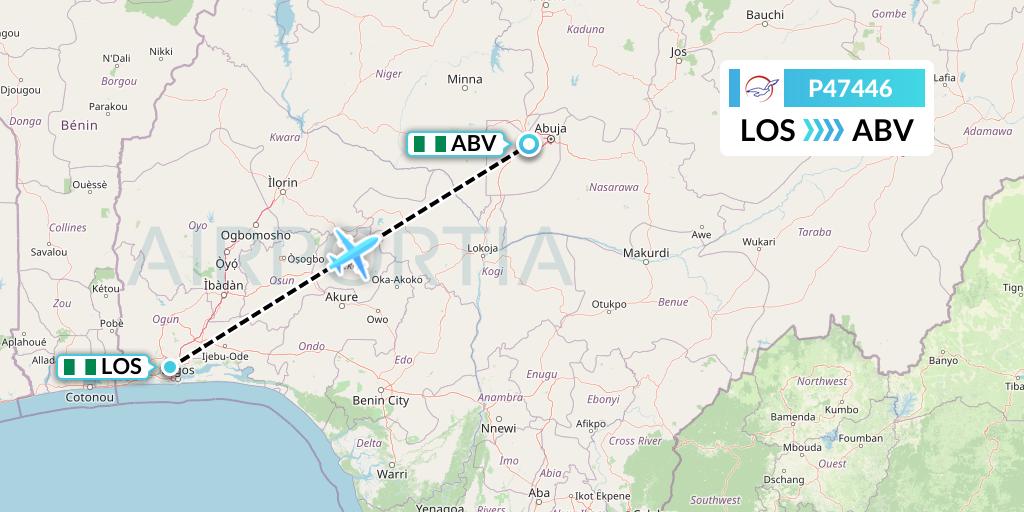 P47446 Air Peace Flight Map: Lagos to Abuja