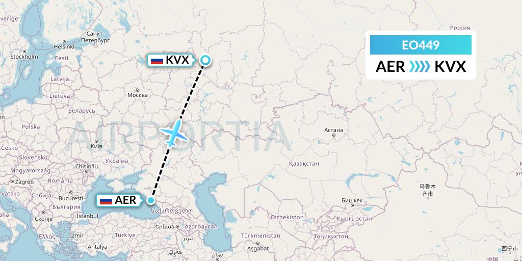 EO449 Pegas Fly Flight Map: Sochi to Kirov