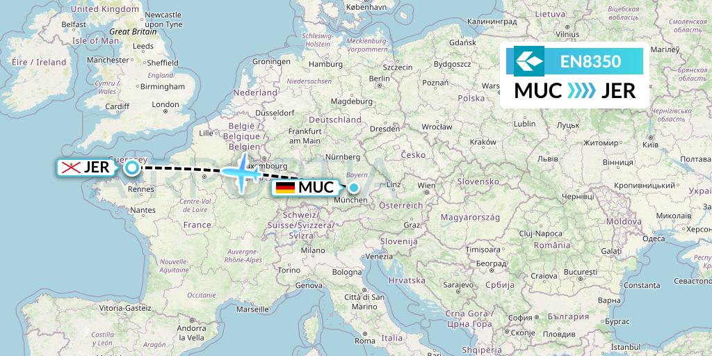 EN8350 Air Dolomiti Flight Map: Munich to Jersey