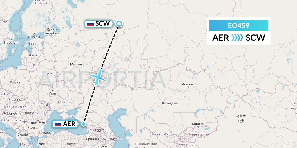 EO459 Pegas Fly Flight Map: Sochi to Syktyvkar