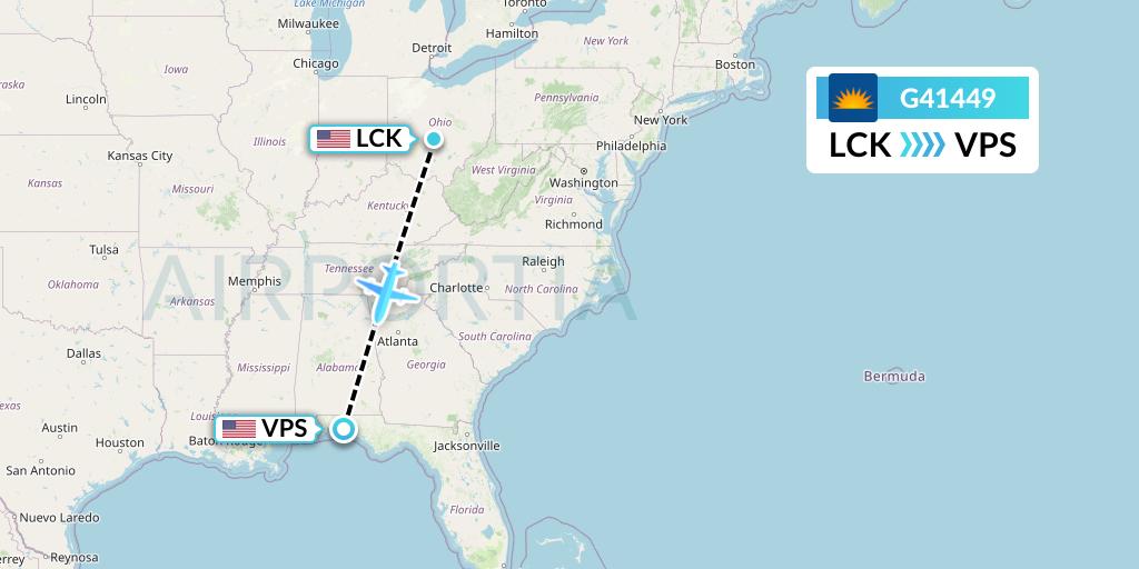 G41449 Allegiant Air Flight Map: Columbus to Valparaiso