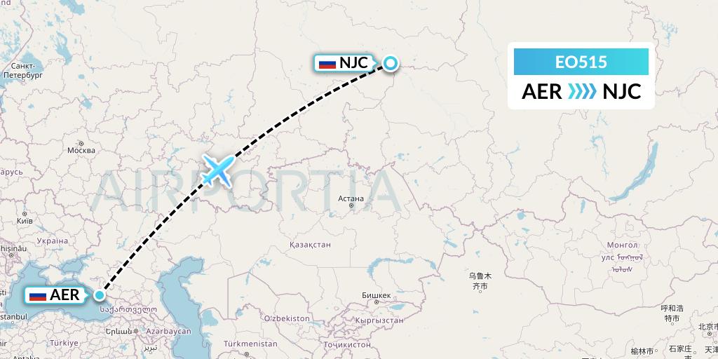 EO515 Pegas Fly Flight Map: Sochi to Nizhnevartovsk