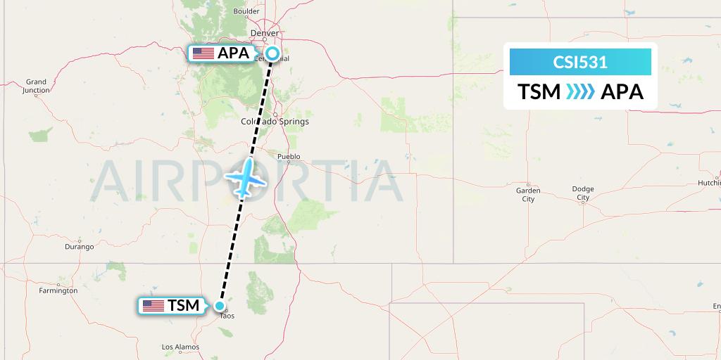 CSI531 Csi Aviation Flight Map: Taos to Denver