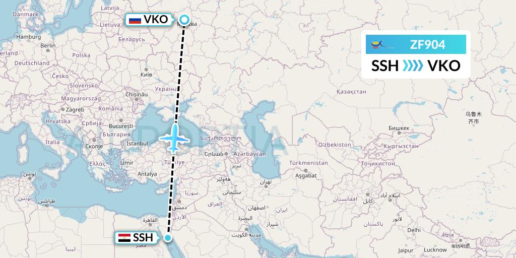 ZF904 Azur Air Flight Map: Sharm el-Sheikh to Moscow