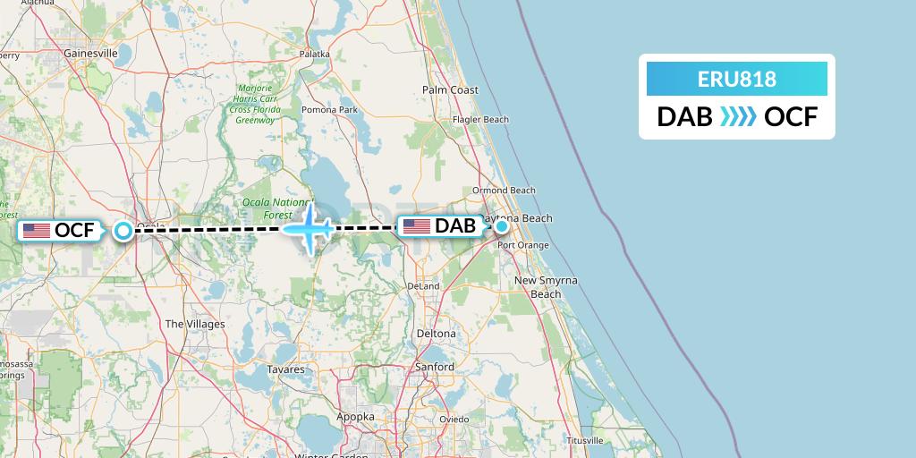 ERU818 Embry-riddle Aeronautical University Flight Map: Daytona Beach to Ocala