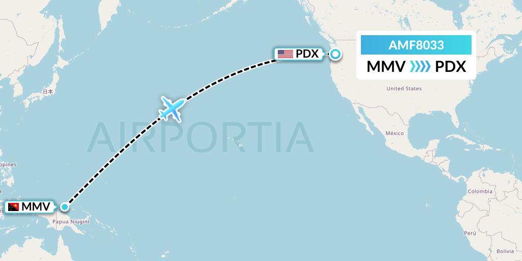 AMF8033 Ameriflight Flight Map: Mal Island to Portland