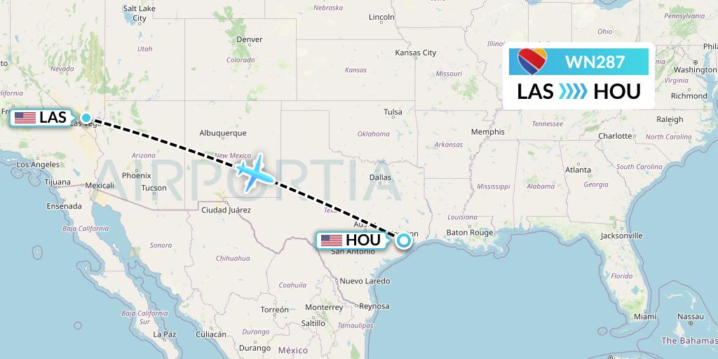 WN287 Southwest Airlines Flight Map: Las Vegas to Houston
