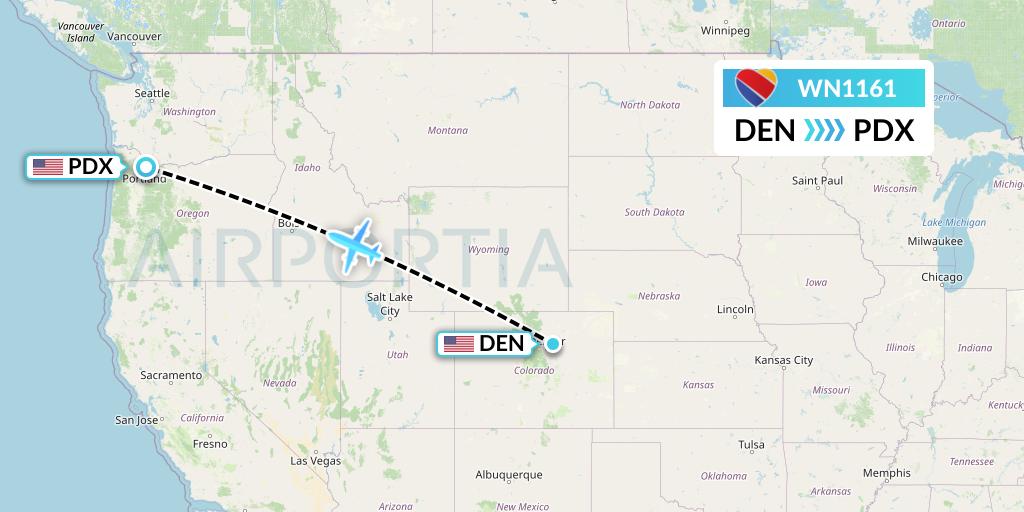 WN1161 Southwest Airlines Flight Map: Denver to Portland