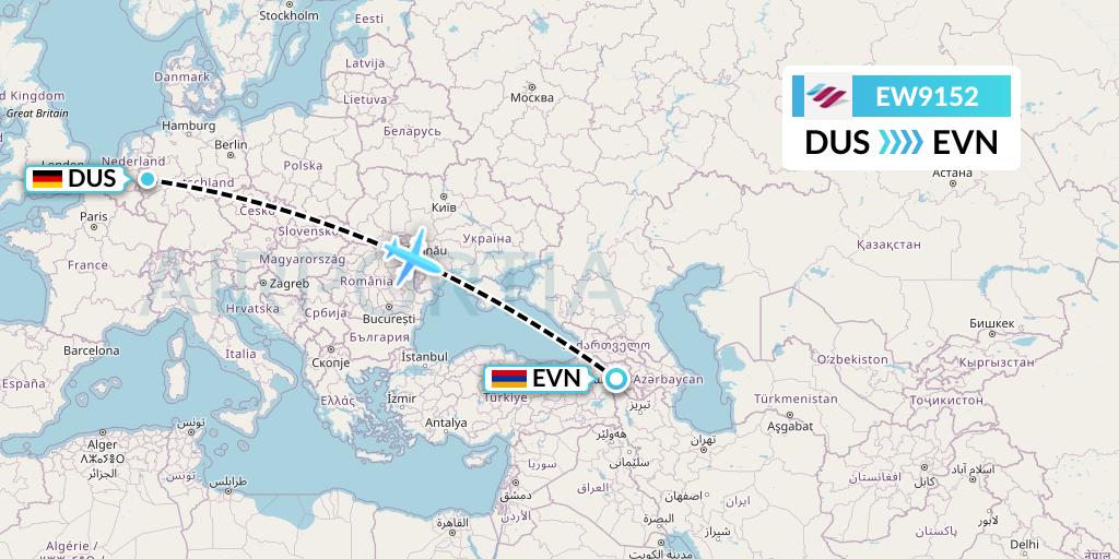 EW9152 Eurowings Flight Map: Dusseldorf to Yerevan