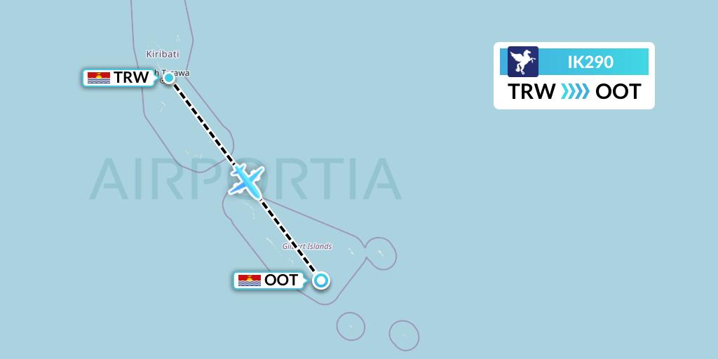 IK290 Air Kiribati Flight Map: Tarawa to Onotoa