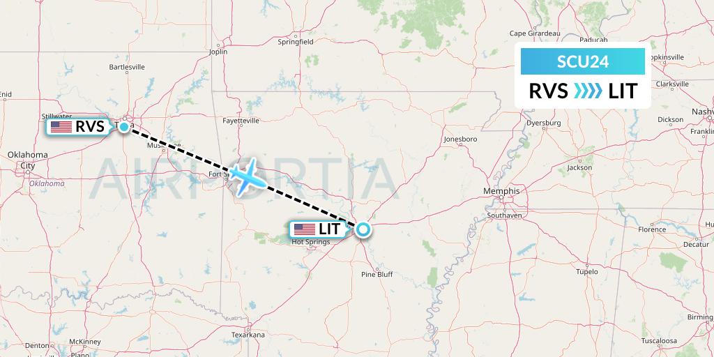 SCU24 Air Scorpio Flight Map: Tulsa to Little Rock
