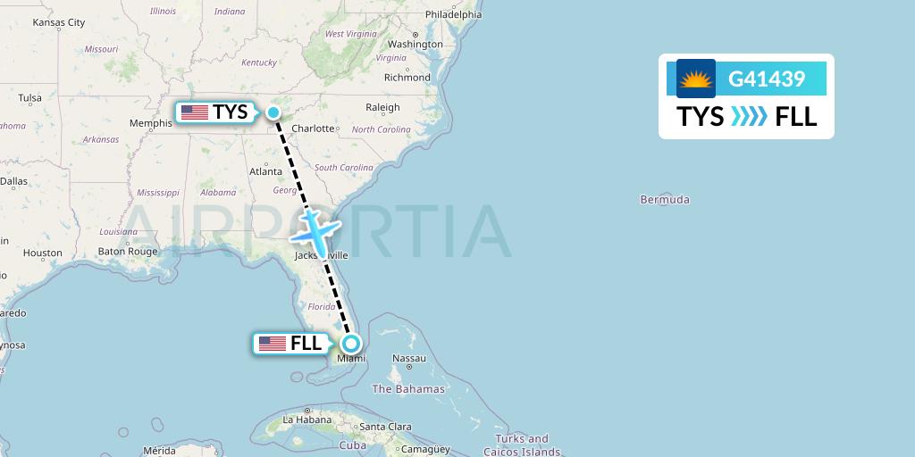 G41439 Allegiant Air Flight Map: Knoxville to Fort Lauderdale