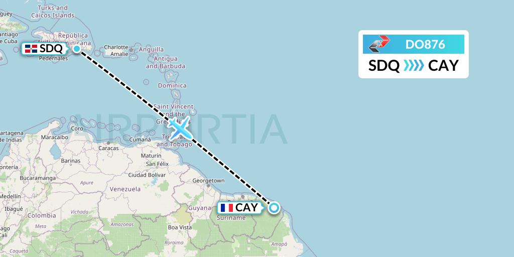 DO876 Flight Status Sky High Aviation Santo Domingo to Cayenne (SHH876)