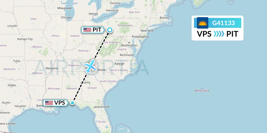 G41133 Allegiant Air Flight Map: Valparaiso to Pittsburgh