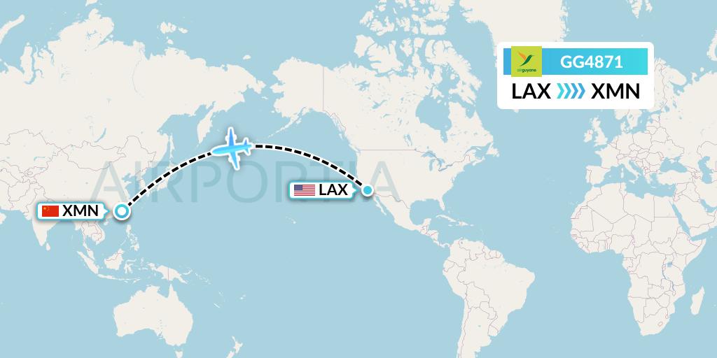GG4871 Sky Lease 1 Flight Map: Los Angeles to Xiamen