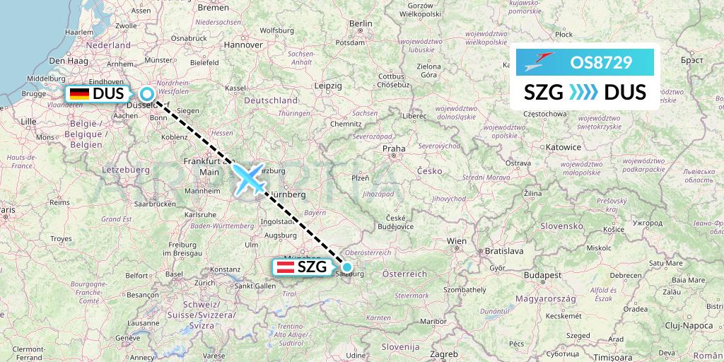 OS8729 Austrian Airlines Flight Map: Salzburg to Dusseldorf
