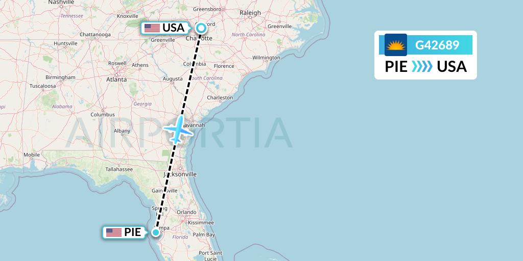 G42689 Allegiant Air Flight Map: St. Petersburg to Concord