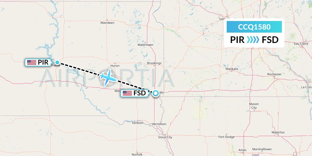 CCQ1580 Capital City Air Carriers Flight Map: Pierre to Sioux Falls