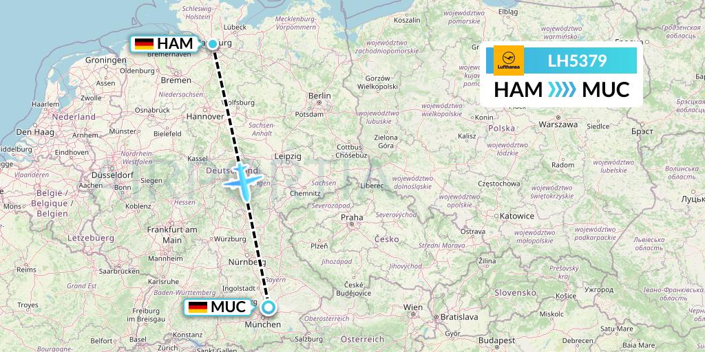 LH5379 Lufthansa Flight Map: Hamburg to Munich