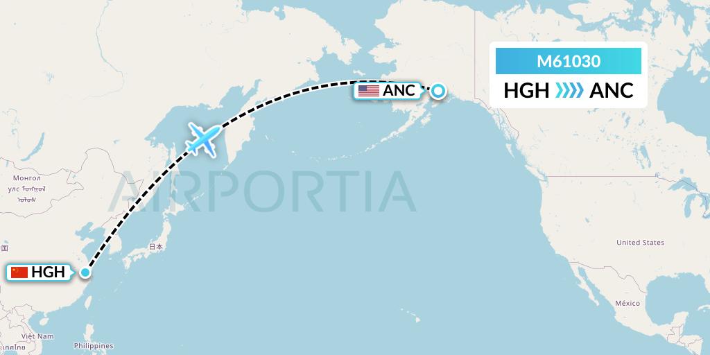M61030 Amerijet International Flight Map: Hangzhou to Anchorage