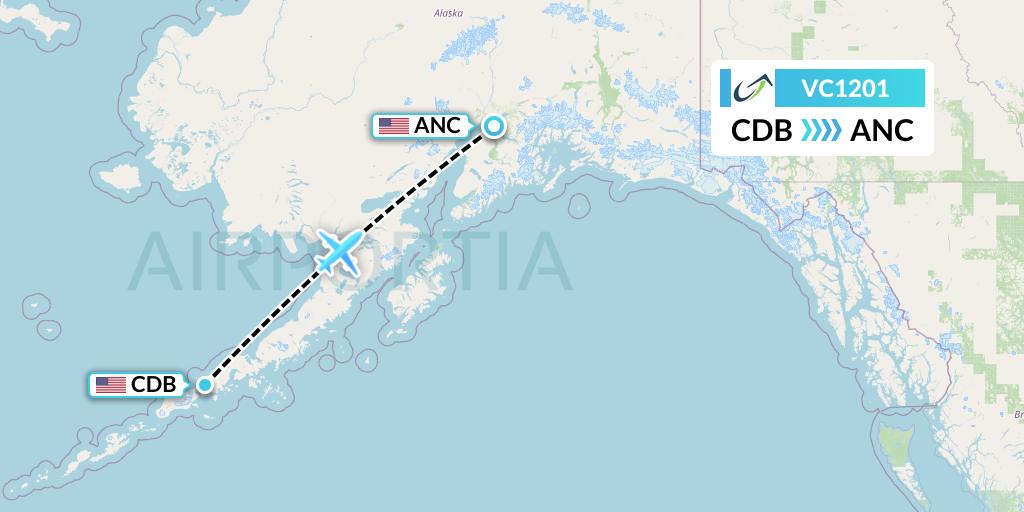 VC1201 ViaAir Flight Map: Cold Bay to Anchorage
