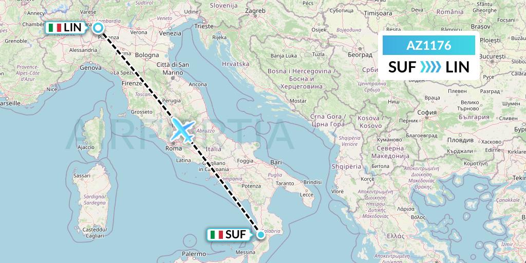 AZ1176 ITA Airways Flight Map: Lamezia Terme to Milan