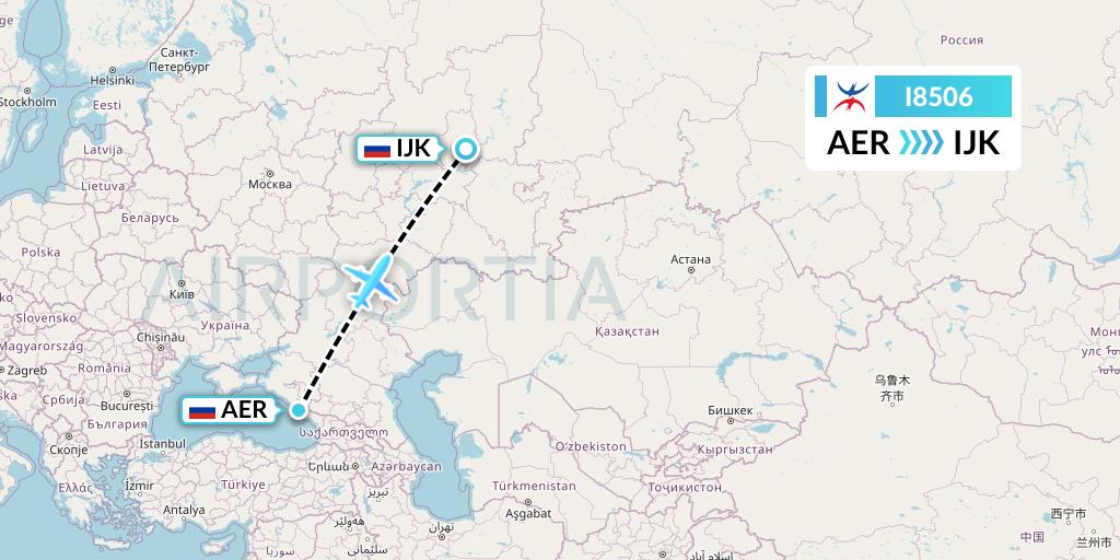 I8506 Izhavia Flight Map: Sochi to Izhevsk